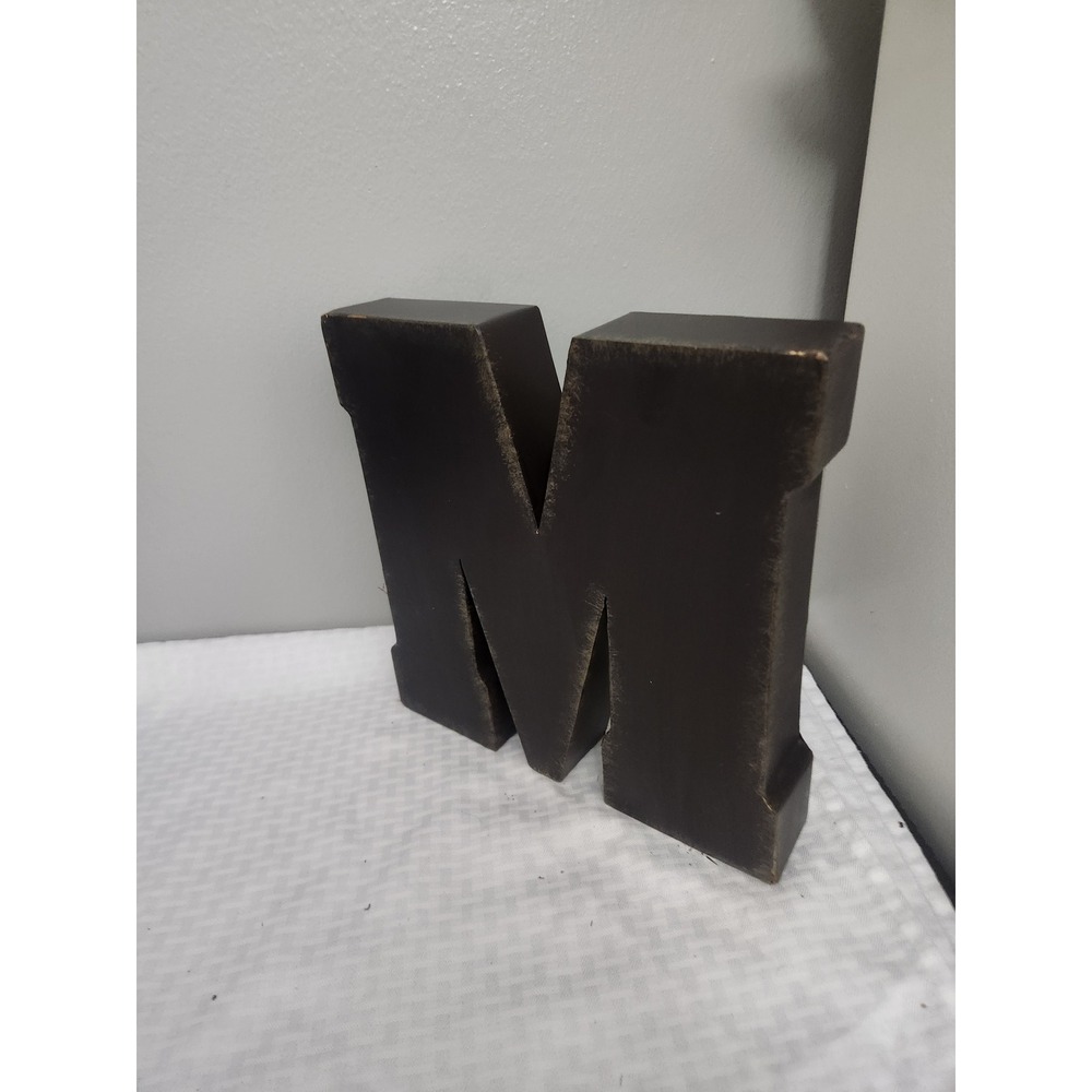 Rustic Distressed Metal Letter M Wall Decor Industrial Monogram Block Sign